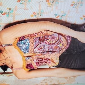 Patchwork Keyhole Tank Top